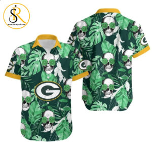 Green Bay Packers Coconut Leaves And Skulls Hawaii Shirt for Men Women SeratyArt