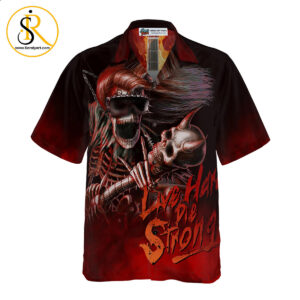 Live Hard Die Strong Burning Guitar Hawaiian Shirt Aloha Shirt For Men and Women SeratyArt