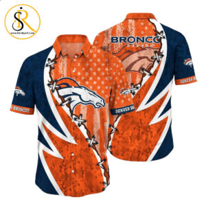 NFL Denver Broncos Hawaiian Shirt Graphic American Flag Print This Summer Gift For Fans SeratyArt