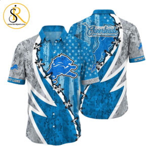 NFL Detroit Lions Hawaiian Shirt Graphic American Flag Print This Summer Gift For Fans SeratyArt