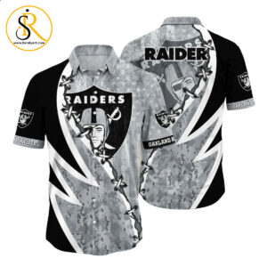 NFL Las Vegas Raiders Hawaiian Shirt Graphic American Flag Print This Summer Gift For Fans SeratyArt