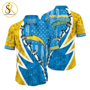 NFL Los Angeles Chargers Hawaiian Shirt Graphic American Flag Print This Summer Gift For Fans SeratyArt