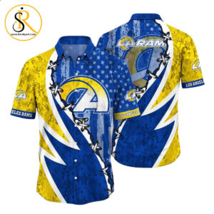 NFL Los Angeles Rams Hawaiian Shirt Graphic American Flag Print This Summer Gift For Fans SeratyArt