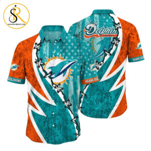 NFL Miami Dolphins Hawaiian Shirt Graphic American Flag Print This Summer Gift For Fans SeratyArt