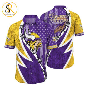 NFL Minnesota Vikings Hawaiian Shirt Graphic American Flag Print This Summer Gift For Fans SeratyArt