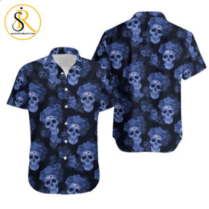 New England Patriots Mystery Skull And Flower Hawaii Shirt for Men Women SeratyArt