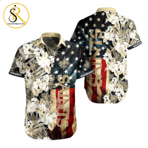 New Orleans Saints NFL Graphic US Flag Flower Hawaiian Shirt New Trends Summer Gift Ever Fans SeratyArt