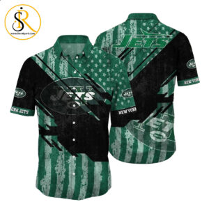 New York Jets NFL Football Hawaiian Shirt Short American Flag Print This Summer Gift For Fans SeratyArt