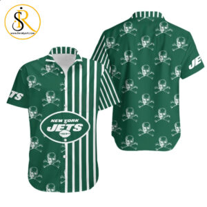 New York Jets Stripes and Skull Hawaii Shirt for Men Women SeratyArt