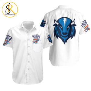 Oklahoma City Thunder Basketball Classic Mascot Logo Gift For Thunder Fans White Hawaiian Shirt Aloha Shirt for Men Women SeratyArt