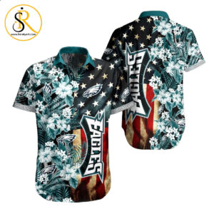 Philadelphia Eagles NFL Graphic US Flag Flower Hawaiian Shirt New Trends Summer Gift Ever Fans SeratyArt