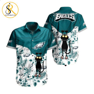 Philadelphia Eagles NFL Hawaiian Shirt Black Cat Graphic 3D Printed Hawaii Shirt Short Fan Ever SeratyArt