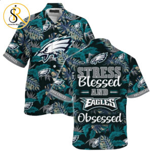 Philadelphia Eagles NFL Hawaiian Shirt Stress Blessed Obsessed Summer Beach Shirt Gift For Fans Eagles SeratyArt