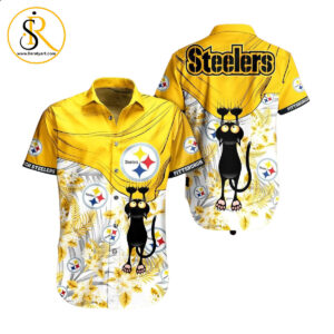 Pittsburgh Steelers NFL Hawaiian Shirt Black Cat Graphic 3D Printed Hawaii Shirt Short Fan Ever SeratyArt