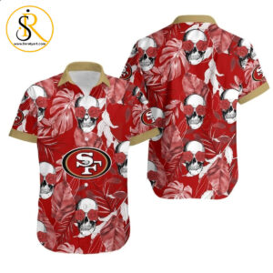 San Francisco 49ers Coconut Leaves And Skulls Hawaii Shirt for Men Women SeratyArt