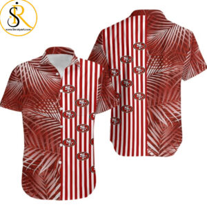 San Francisco 49ers Palm Leaves And Stripes NFL Gift For Fan Hawaiian Shirt Aloha Shirt for Men Women SeratyArt