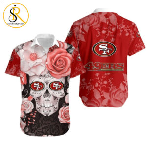 San Francisco 49ers Skull NFL Gift For Fan Hawaiian Shirt Aloha Shirt for Men Women SeratyArt