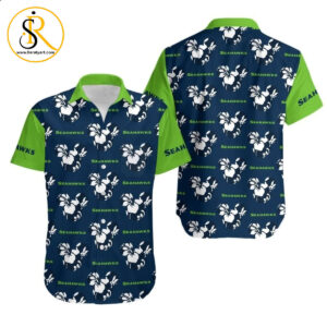 Seattle Seahawks Mickey and Flowers Hawaii Shirt for Men Women SeratyArt