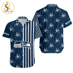 Seattle Seahawks Stripes and Skull Hawaii Shirt for Men Women SeratyArt