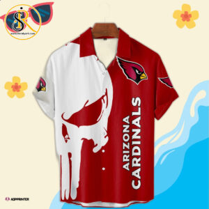 Skull Arizona Cardinals Full Printing Solid Color Button Hawaiian Shirt 03 SeratyArt