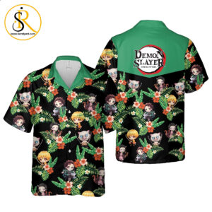 Tanjiro Nezuko Zenitsu Inosuke Hawaiian Shirt Demon Slayer Anime Shirt for Men Women SeratyArt