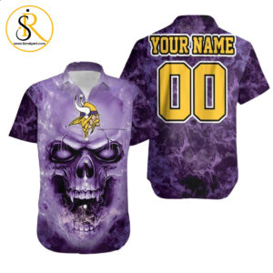 Beach Shirt Minnesota Vikings Skull For Vikings Fan 3D Personalized Hawaiian Shirt Aloha Shirt for Men Women SeratyArt