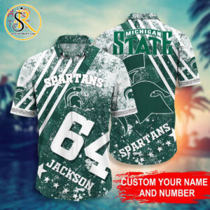 Custom Name Michigan State Spartans Personalized Hawaiian Shirt Green S2030 SeratyArt