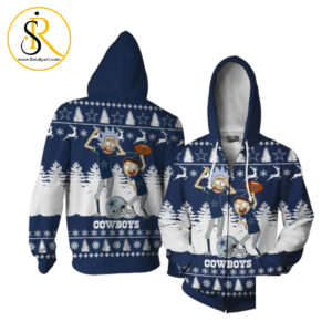 Dallas Cowboys Rick And Morty Dance Ugly Christmas 3D Hoodie SeratyArt