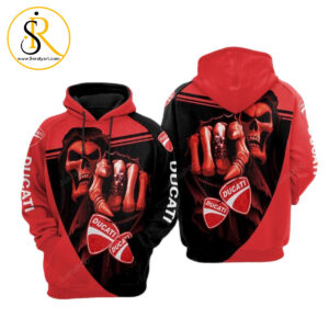 Ducati Skull V2 Black Red Ducati Ducati 3D Hoodie SeratyArt