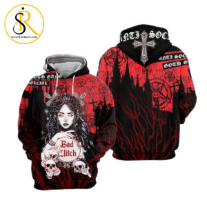 Gothic Skull Geisha Red 3D Hoodie SeratyArt