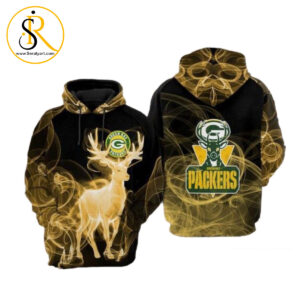 Green Bay Packers Nfl Football Smoke Deer Green Bay Packers 3D Hoodie SeratyArt