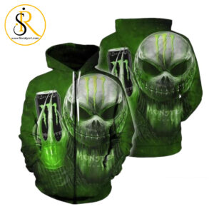 Jack Skellington Holds Green Monster Energy 3D Hoodie SeratyArt