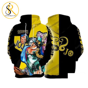 Jojo Bizarre Adventure Kujo Jotaro Yellow Cosplay 3D Hoodie SeratyArt