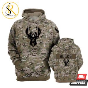 Milwaukee Bucks Camouflage Veteran 3D Hoodie SeratyArt