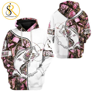 Pink Fishing Couple Tshirt Hoodie Apparel SeratyArt